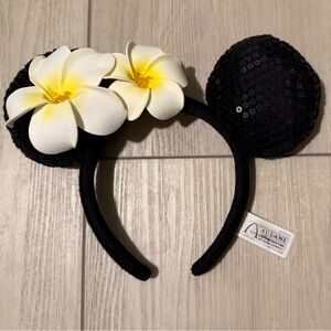 Disney Black Sequin Headband with Floral Accents